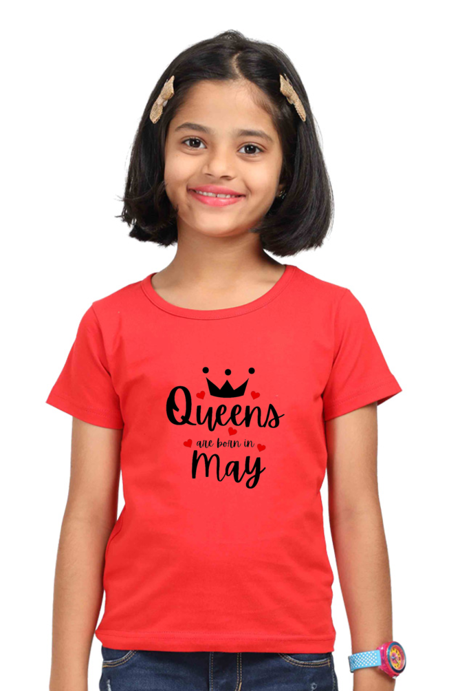 Girl's T-Shirts l Girl Kid's T-Shirts l May Queen Girl T-shirt l  Girl Queen T-Shirt l 180 GSM l 100% Cotton