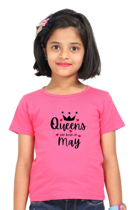 Girl's T-Shirts l Girl Kid's T-Shirts l May Queen Girl T-shirt l  Girl Queen T-Shirt l 180 GSM l 100% Cotton