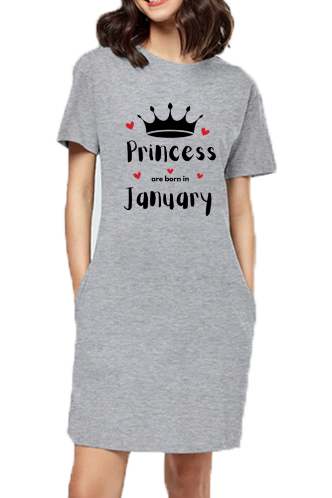 Female T-Shirt Long Dress With Pocket l Female Birthday Dress
