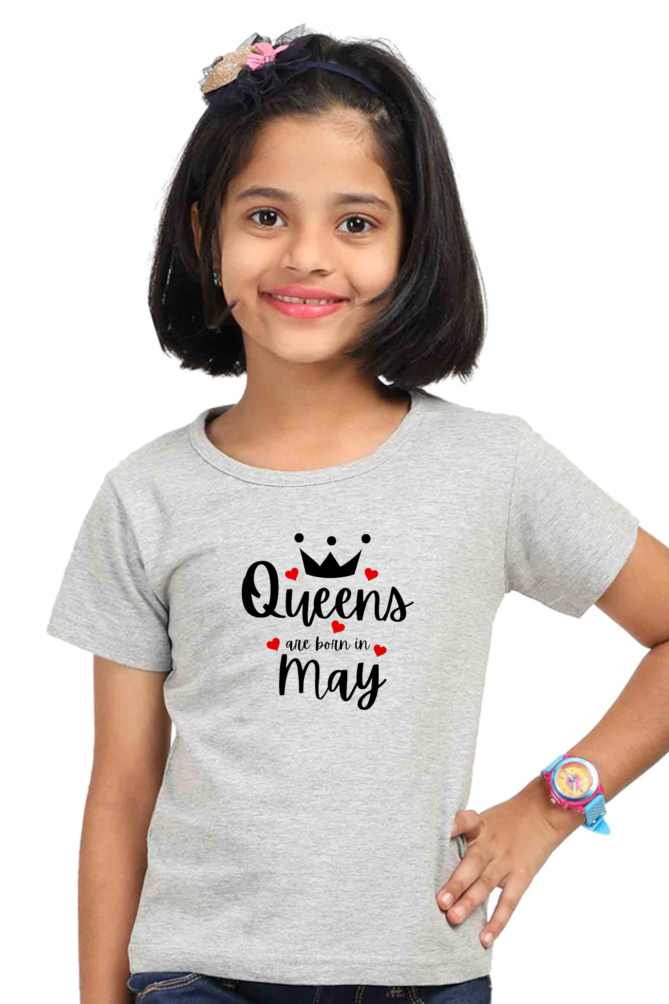 Girl's T-Shirts l Girl Kid's T-Shirts l May Queen Girl T-shirt l  Girl Queen T-Shirt l 180 GSM l 100% Cotton