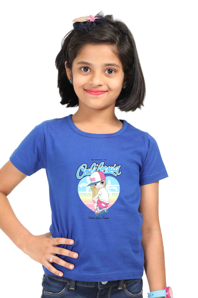 Girl's T-Shirts l Girl Kid's T-Shirts l Skating Girl Tshirt l Colorful Design T-Shirt l 180 GSM l 100% Cotton